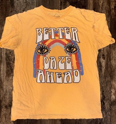Better Daze Ahead Retrowest Women's Graphic Print Yellow Cotton T-Shirt Size L