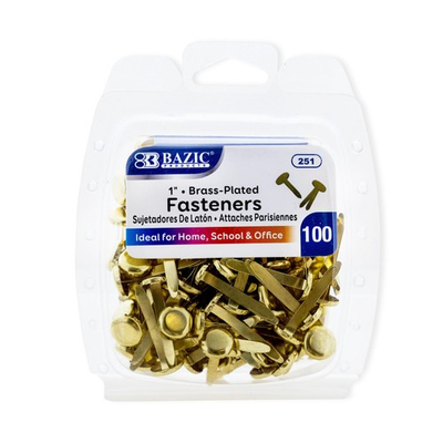 #ad BAZIC 1quot; Brass Plated Paper Fasteners Round Head Brads 100 Pack 1 Pack $12.70