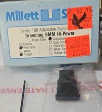 Millett Series 100 Adjustable Rear Sight Browning Hi-Power Fits Factory Target
