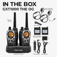 Midland GXT1000VP4 GMRS Two-Way Radio 50-Channel Long Range 2-Pack Black/Silver