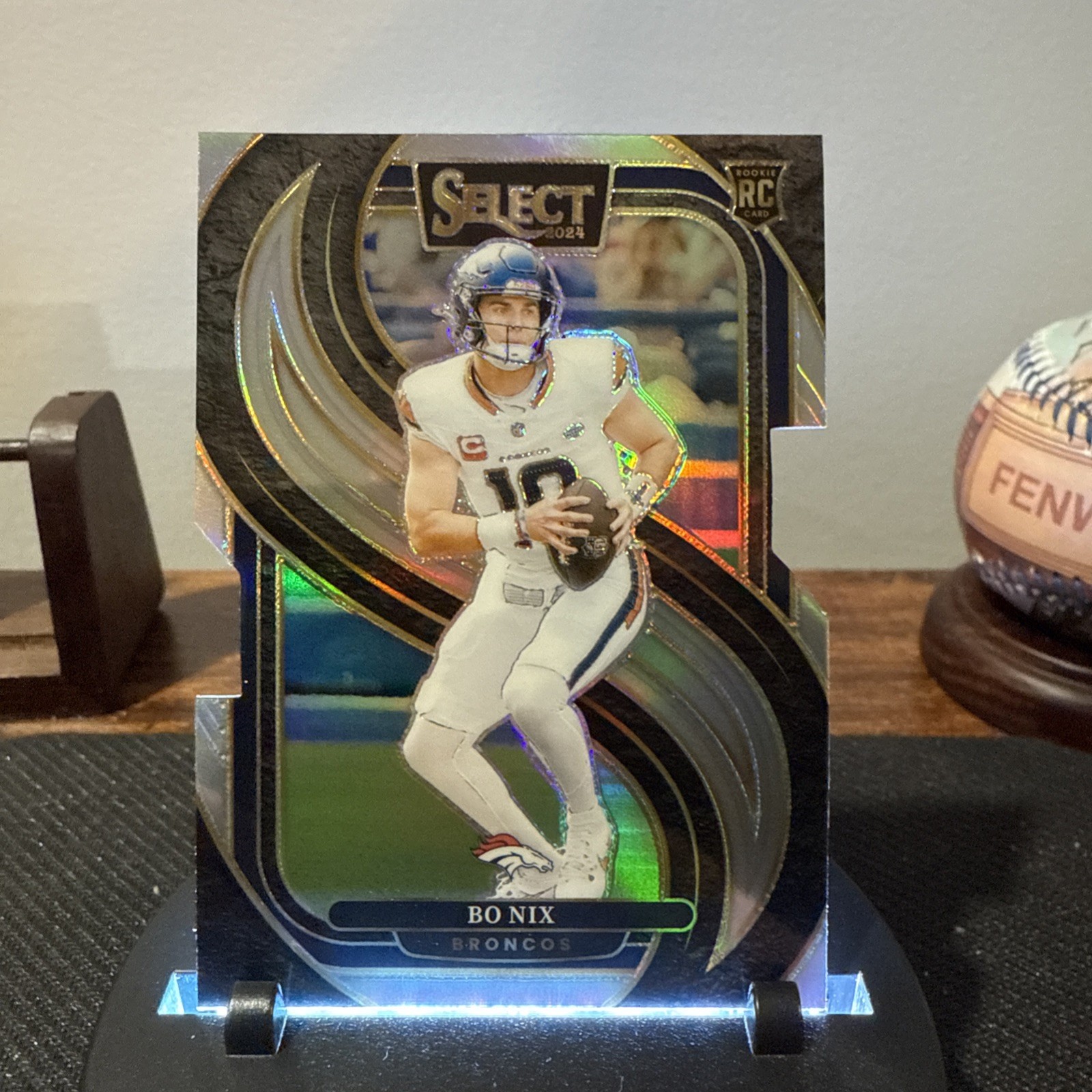 2024 Panini Select - Premier Level Bo Nix #117 Silver Prizm Die-Cut (RC)