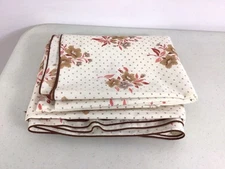 Vintage Large Mid Century Tablecloth Floral Brown Print 84 X 70