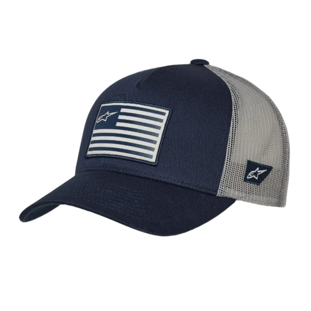 Alpinestars Flag Snapback Hat Baseball Cap Navy Grey