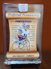 2017 Panini Preffered Cole Beasley auto Penmanship blue /35 Dallas Cowboys