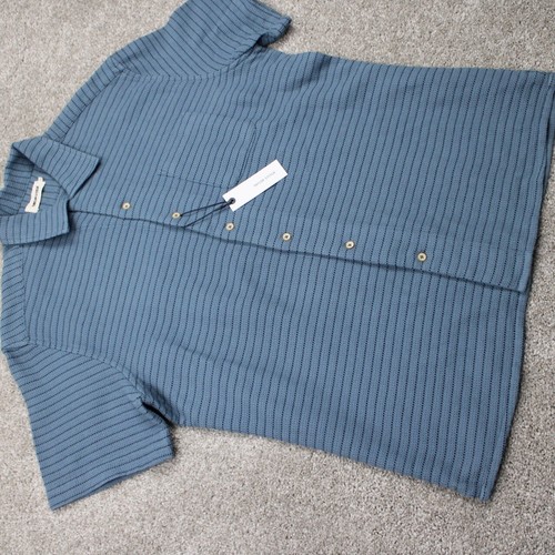 Taylor Stitch Hawthorne Shirt NWT Mens 42/Large Blue Ocean Pickstitch Waffle S/S - Picture 6 of 13