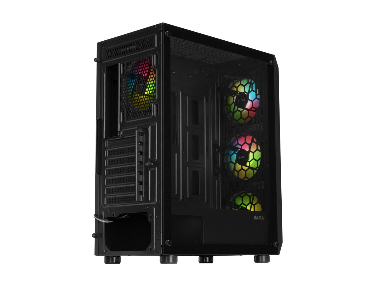 Sama 3313 Black USB30 Корпус игрового компьютера Micro ATX Tower из закаленного стекла с 4