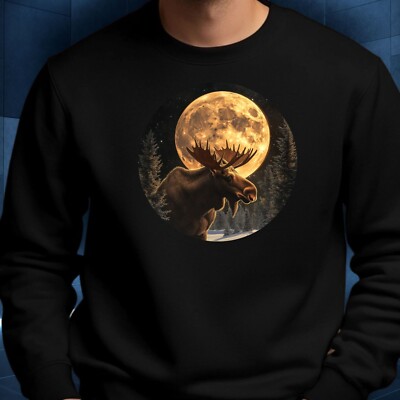 Moose At Full Moon Sweatshirt Cosy And Perfect For Any Occasion S To 4XL