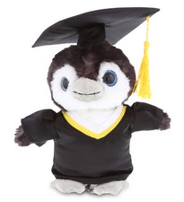 PLUSH GRADUATION - SUPER SOFT PLUSH - GREY PENGUIN 9 INCH