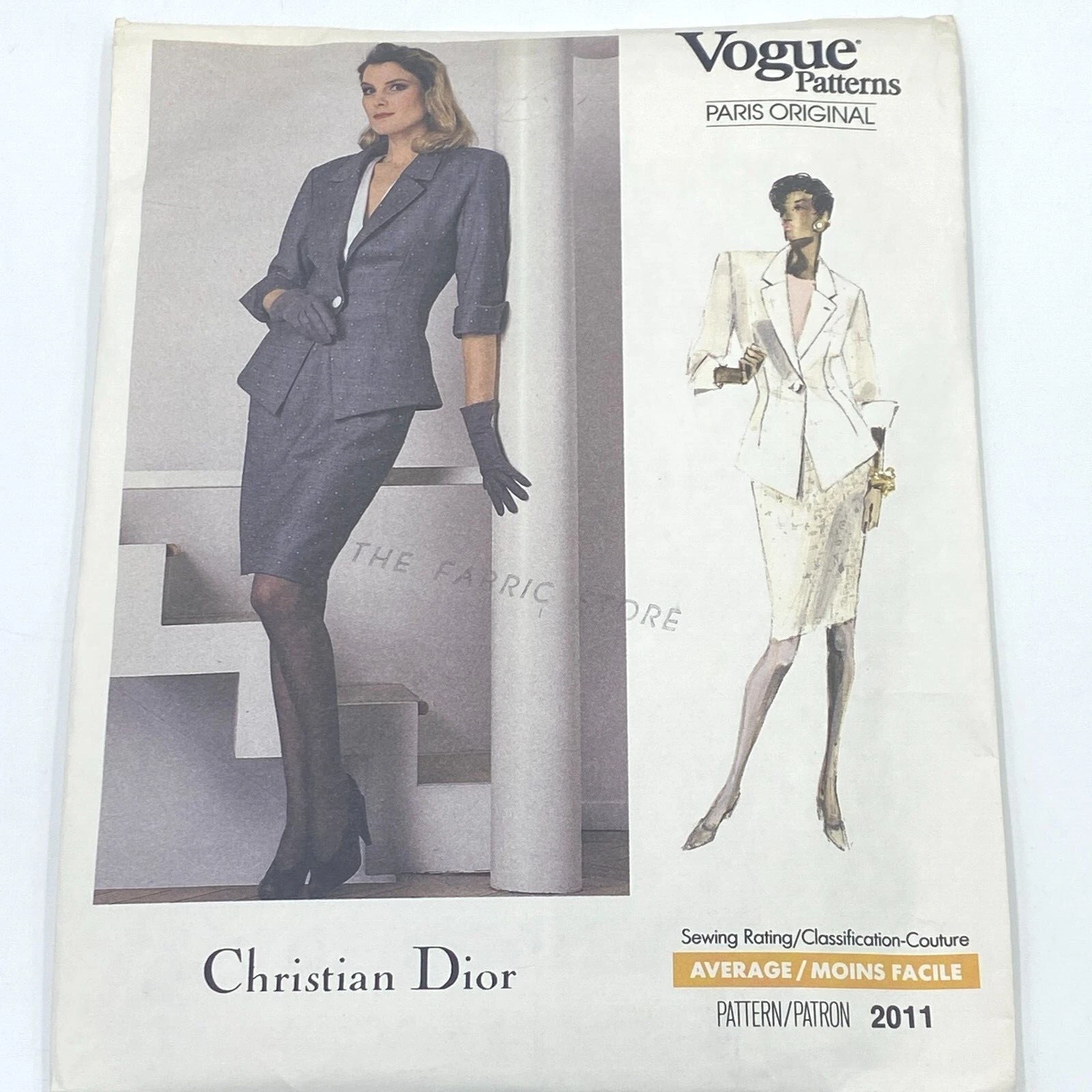 Vogue 2011 modello cucito taglia 6 8 10 Christian Dior vintage anni 80 giacca gonna PT