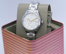 New Authentic Fossil Rye Multifunction Chronograph Silver Women's BQ3690 Watch
