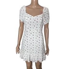 MelloDay Mini Dress Womens Small Floral Sweetheart Ruffled Hem New
