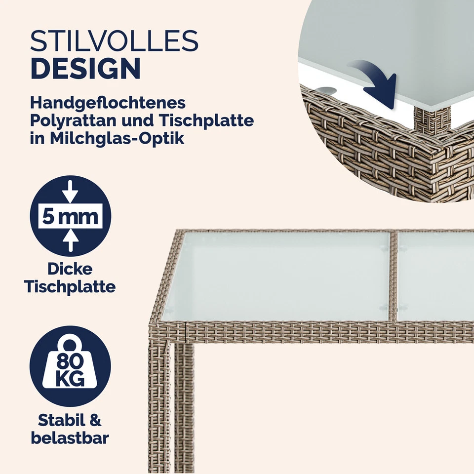 CASARIA® Gartenmöbel Sitzgruppe Essgruppe Polyrattan Glas Garten Terrasse Set - Bild 4 von 4