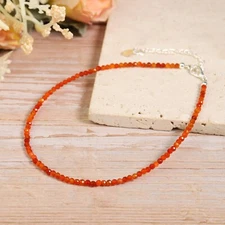 AAA Grade Carnelian Dainty Anklet 2mm Crystal Gemstone Faceted Bead Healing Gift