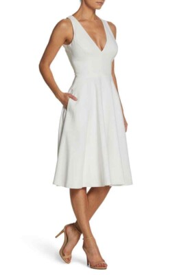 slim fit dress slacks Dress The Population Women's Catalina Fit & Flare Dress - Sage