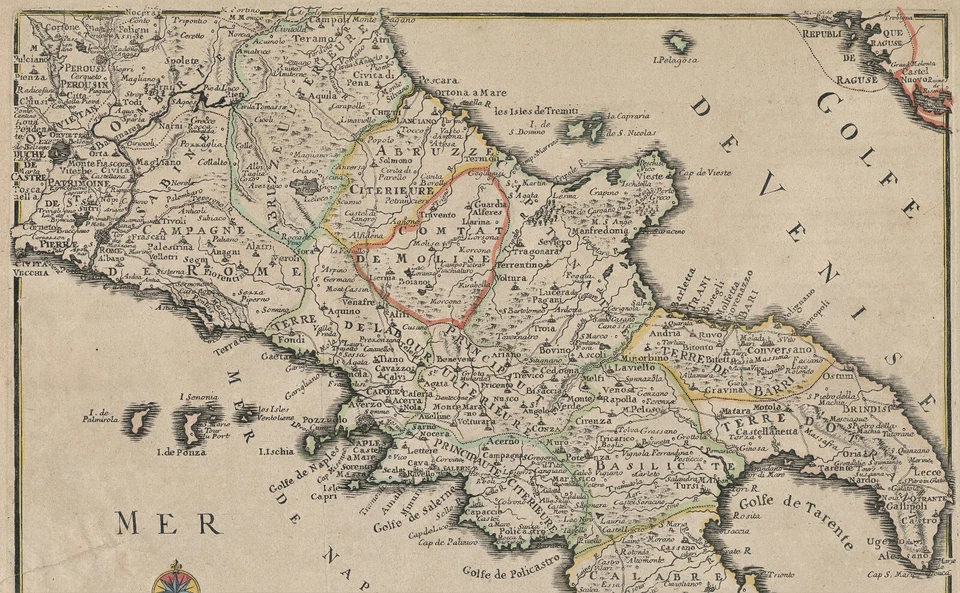 Antique Map "Les Royaumes De Naples Et De Sicile" (Italy) Nicolas de Fer, 1708 - Image 3 of 4