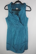 J.Crew Size 8P Teal Sleeveless Ruffle Neck Sheath Dress Cocktail Party Wedding