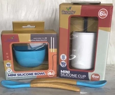 Avanchy- mini silicone bowl cup & two spoons lot baby