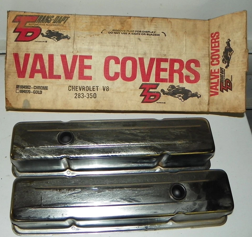 CUBIERTAS DE VÁLVULA CROMADAS TRANS DAPT SBC VINTAGE NOS CON CAJA ORIGINAL GRAN PANTALLA Foto 2 de 2
