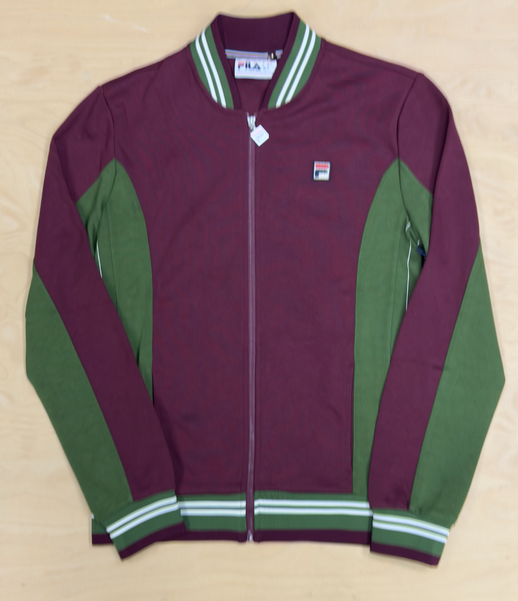 Fila Vintage Settanta Baseball Track Jacket Top Suit Windsor Wine Chive F  Logo