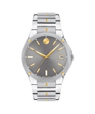 BRAND NEW Movado S.E. Series Grey Dial 2-Tone Men Quartz Watch 0607514