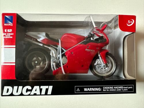 DUCATI 998 S 2002 RED 1:12 New Ray Moto Die Cast Modellino - Foto 1 di 3