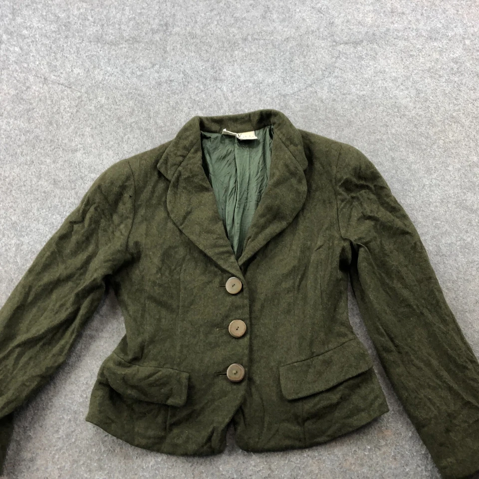 Vintage KRIZIA Blazer Feminino 40 Verde Cashmere Forro de Seda Carreira Jaqueta Esportiva * - Imagem 2 de 4