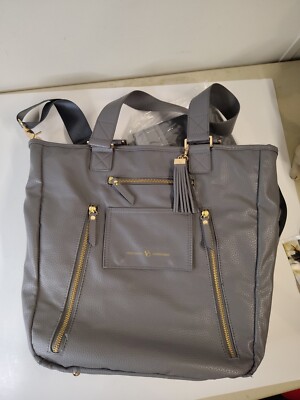 Vilah Bloom Cafe Crossover Diaper Bag, Mountain Grey, One Size Lots Of Space
