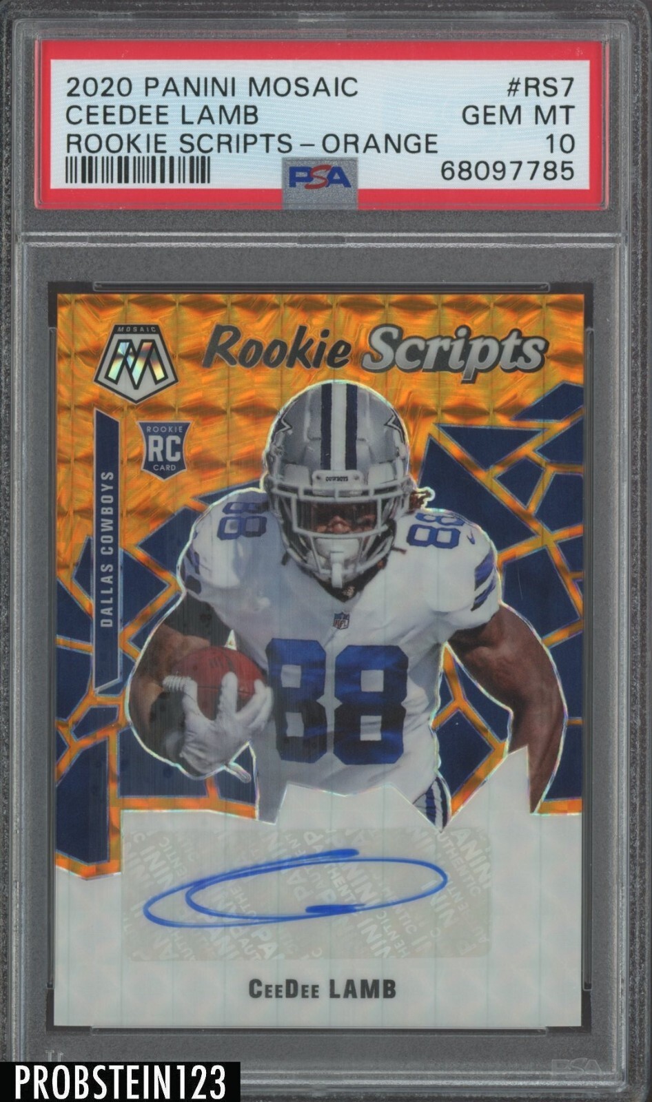 CeeDee Lamb Panini Mosaic Rookie Scripts #RS7 Orange