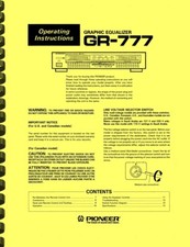 Pioneer GR-777 Equalizzatore Grafico MANUALE ISTRUZIONI FUNZIONAMENTO e MANUALE DI SERVIZIO