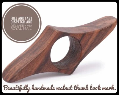 TILISMA Handmade Walnut Wooden Thumb Book Mark | Ideal Book Readers Gift! | Study Read