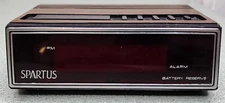 Vintage Spartus Digital Alarm Clock w/ 9 volt Battery Reserve- Model 1108- Works
