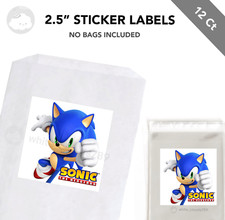 12 etiquetas adhesivas Sonic the Hedgehog de 2,5" para bolsa caja de golosinas fiesta de cumpleaños favor
