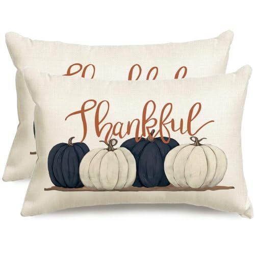 RABUSOFA Fall Lumbar Pillow Covers 12x20 Set of 2,Autumn Pumpkin 12" x