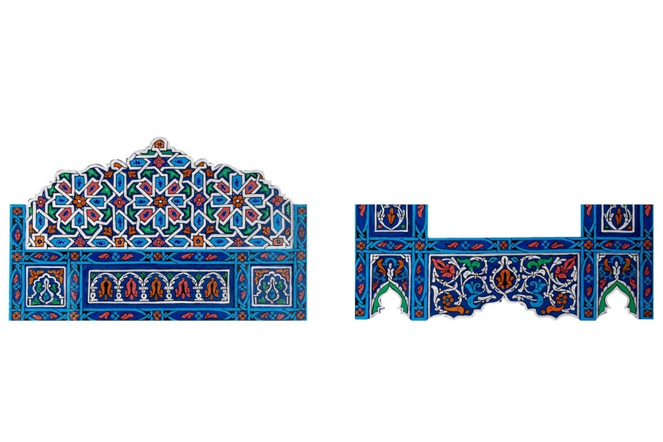 Set of 2 Painted Blue hanging mirror frame, Moroccan Vintage farmhouse decor - Image 3 of 4