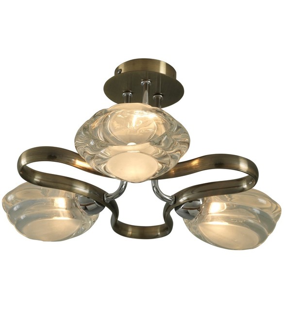 Rosalie 3 Light Ceiling Fitting Chrome And Antique Brass For Sale