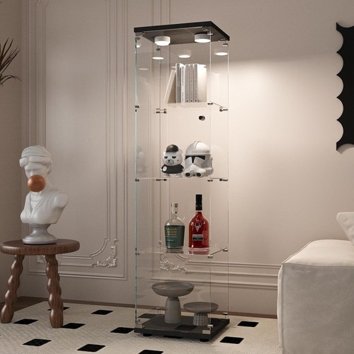 Glass Display Cabinet,4 Shelves LED Curio Cabinet for Living Room Bedroom Office - Picture 3 of 42