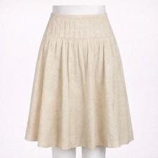 Vtg Y2K Pleated Floral Jacquard Skirt Beige Tan A Line Fairy Cottagecore Preppy