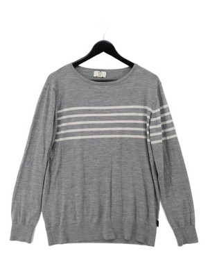 Rapha Herren Pullover L grau gestreift Wolle mit Nylon, Elasthan Rundhals Pulli