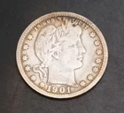 1901 Barber Silver Quarter Dollar Coin ( KM.#114 )