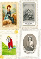 4 Andachtsbilder Spitze, Pr&auml;gung, Chromolitho, 1890-1900 , alle Top1 Klosterarb.