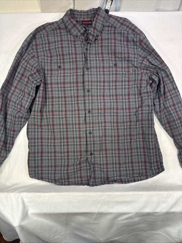 Wolverine Men's XLarge Long Sleeve Gray Cotton Shirt Button Down