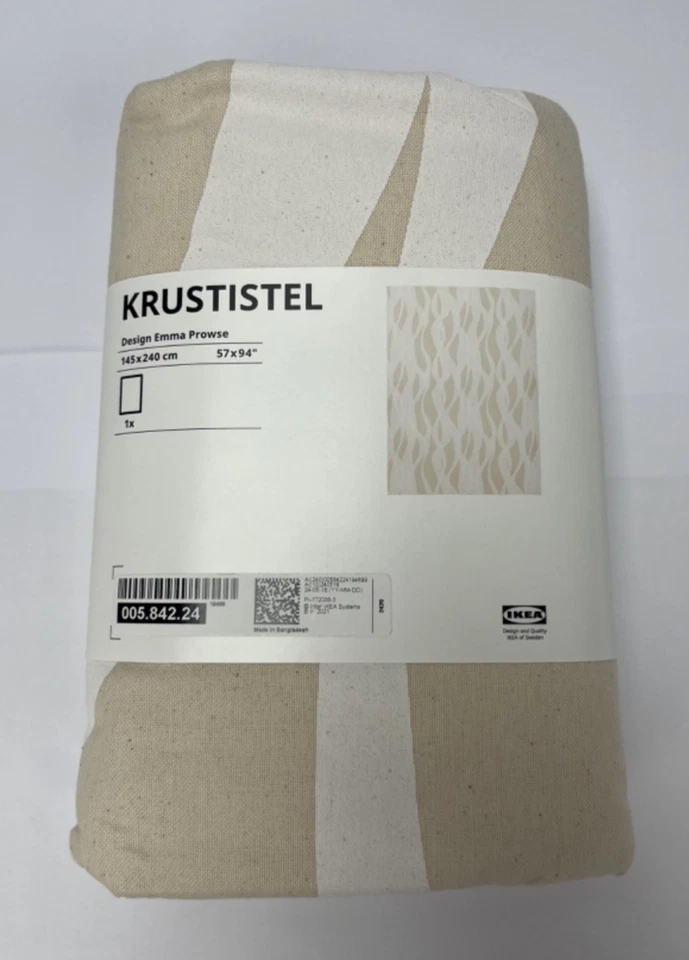 IKEA KRUSTISTEL Tablecloth, Patterned White Light Beige 57" x 94" / 145x240 cm - Image 4 of 4