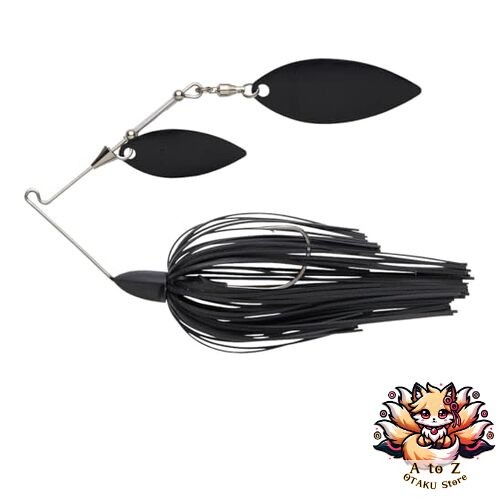 NEW Keitech Baby T-Bone Spinnerbait Double Willow DW 1/2oz #001 Black - Image 1