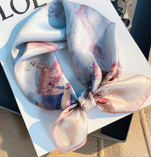 100 Mulberry Silk Shawl Bandana Scarf city Print 53X53cm Neckerchief wrap new