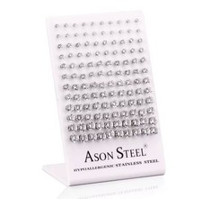 14K White Gold Plated Stainless Steel 3MM-8MM CZ's Round Solitaire Stud Earrings