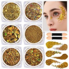 Face Body Hair Glitter Gel Gold Chunky ling Festival Makeup Rave Glitter