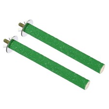 0.6x5.5" Bird Leg Grinding Stick, 2pcs Bird Wood Stand, Green
