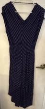 Love, Fire Womens Wrap Dress XS Blue Striped V-Neck Sleeveless Midi