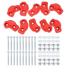 Rock Climbing Holds 10 Pcs Rock Wall with Double Holes for Playground Red