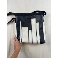 Holly Aiken Turbo Crossbody Bag Black White Vinyl Geometric Skyline USA Made